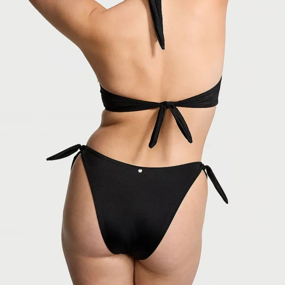 Victoria secret Black Side-Tie Bikini Bottom brazillian ‎ Swimwear For Women